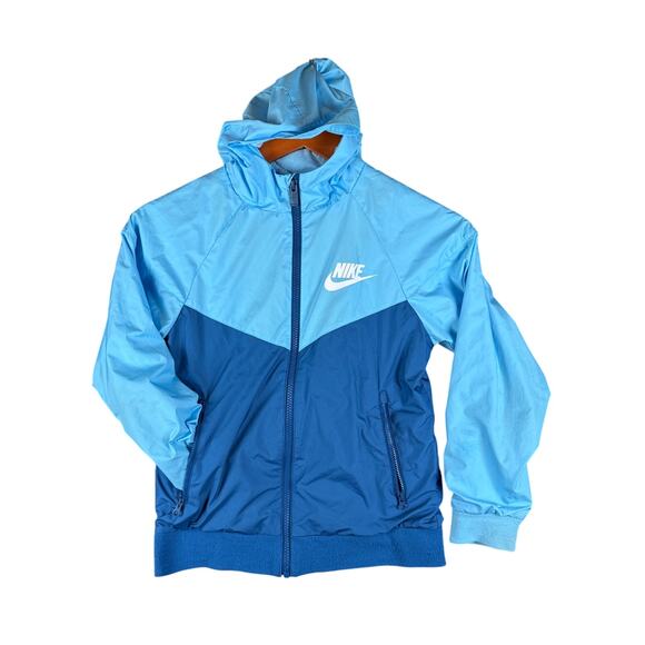 Nike Sportswear NSW Windrunner Hooded Full Zip Jacket Woven Blue Kids Small GUC - Picture 1 of 10